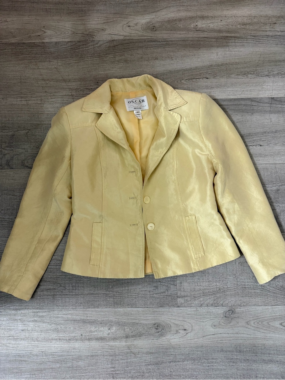 Oscar de la Renta Light Yellow Satin Blazer